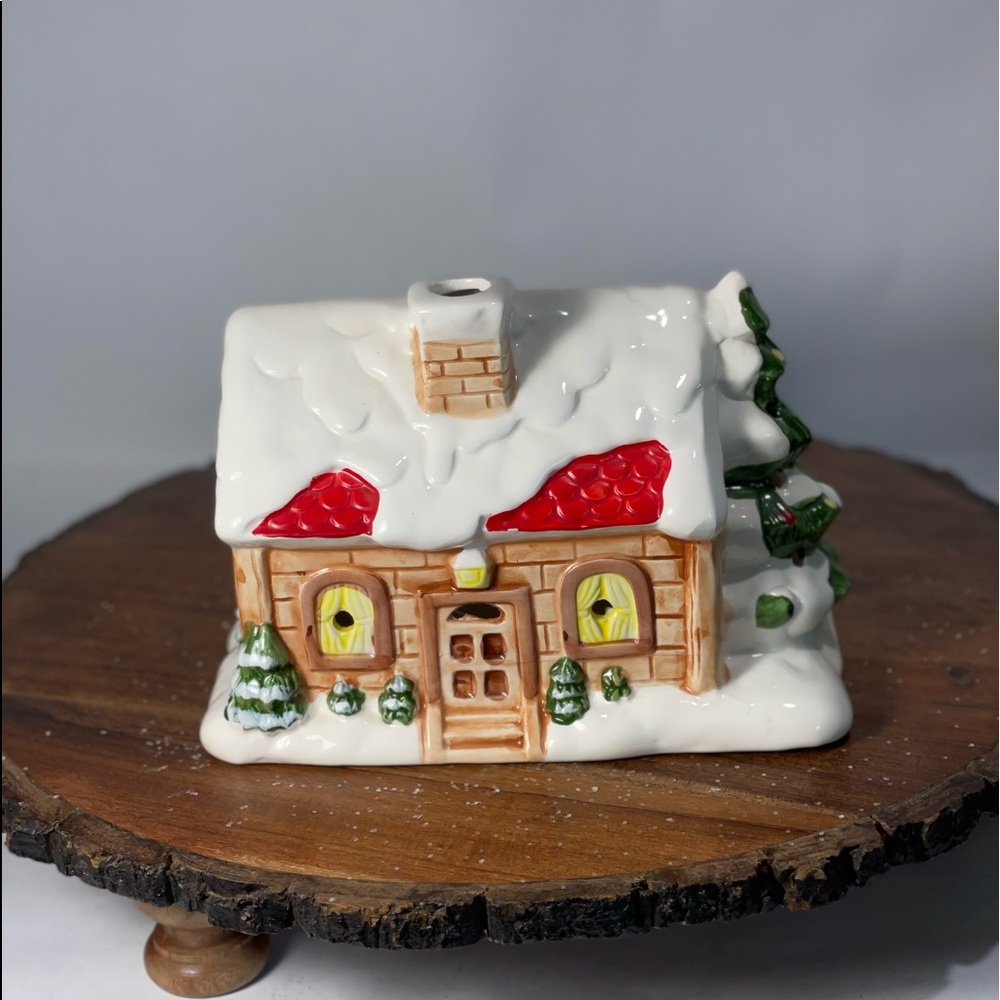 Himark ceramic Christmas Holiday Snow light up House candle holder